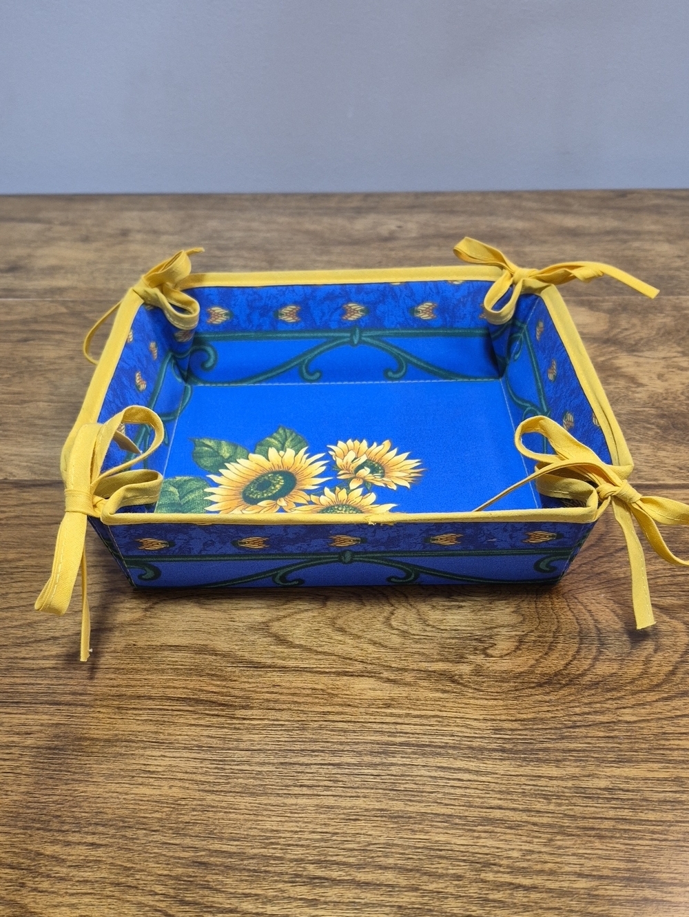 FRENCH PROVENCAL Style Bright Sunflower Print Bread Basket Catch All